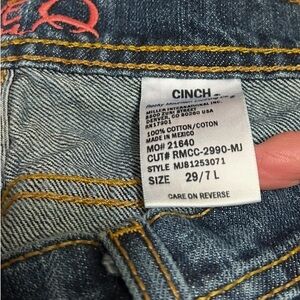 Cinch Denim Jeans with Orange Stitching